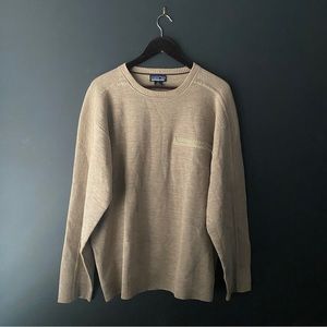 Patagonia 100% Heavy Knit Wool Sweater Crewneck Chest Zipper Pocket Men's Sz XL